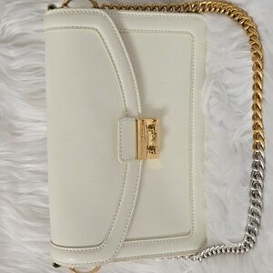 Vera Bradley Ivory Crossbody Bag with Gold and Silver Chain